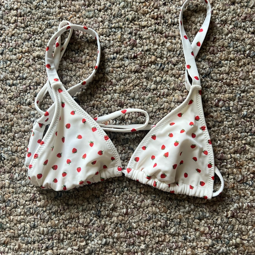 PacSun White and Red Bikini Top